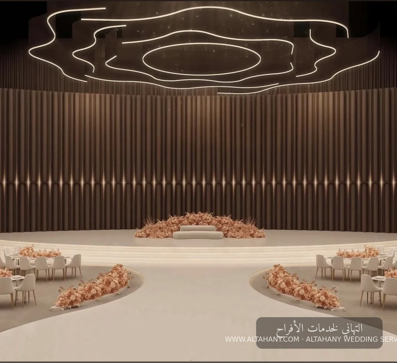 كوشة قاعة حديثة بإضاءة سقف نحتية — تصميم رقم 166 — لقطة 3 من 3